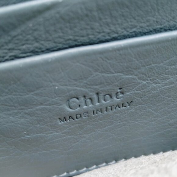 CHLOE Suede Calfskin Mini Faye Shoulder Bag Cloudy Blue - Picture 7 of 9